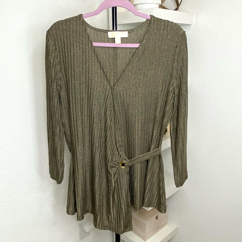 Michael Kors Gunmetal Green Shimmery Top